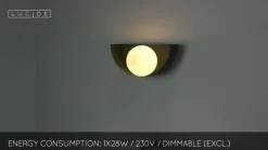 Benni væglampe med kugleskærm af glas, grøn