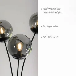 Big Widow gulvlampe med tre glasskærme