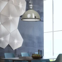 Bikkel - olivengrøn industri-hængelampe