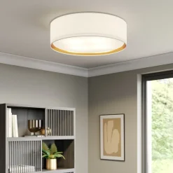 Bilbao loftslampe, hvid/guld, Ø 60 cm