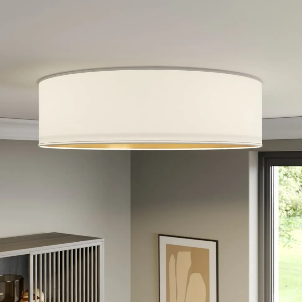 Bilbao loftslampe, hvid/guld, Ø 60 cm