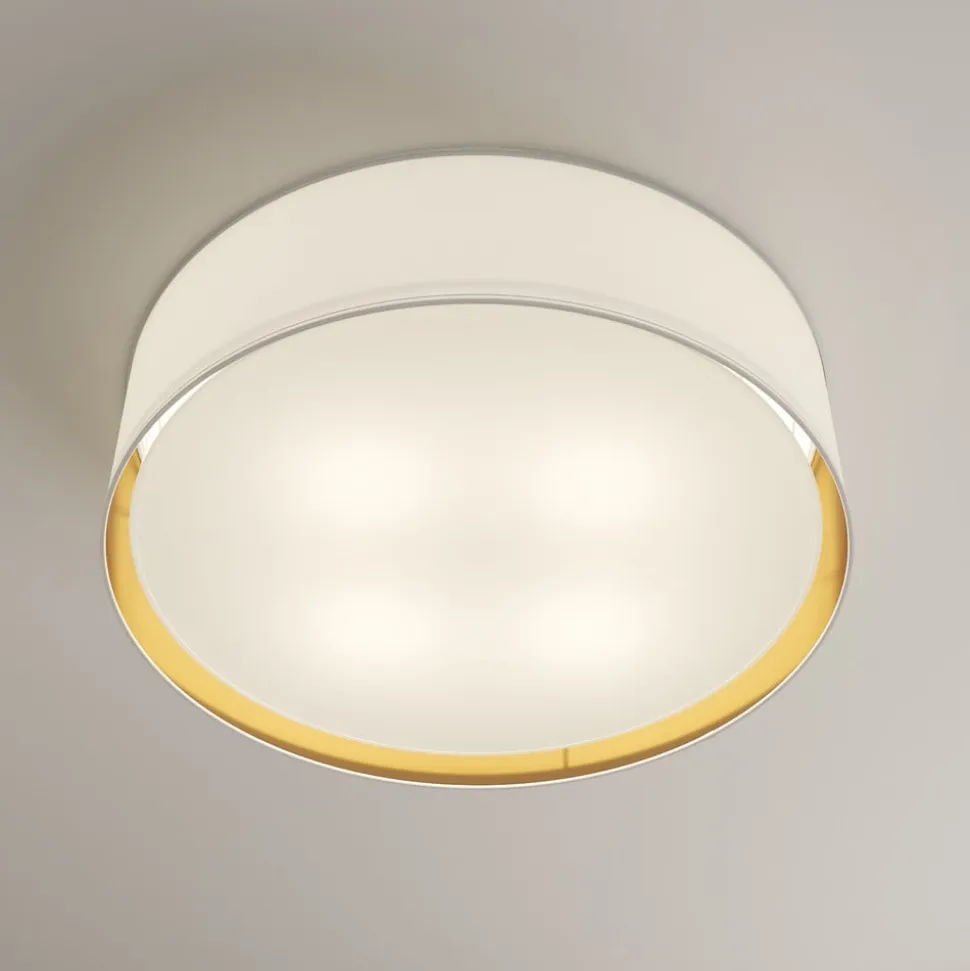 Bilbao loftslampe, hvid/guld, Ø 60 cm