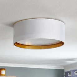 Bilbao loftslampe, hvid/guld, Ø 45 cm