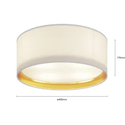 Bilbao loftslampe, hvid/guld, Ø 45 cm