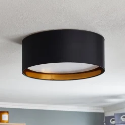 Bilbao loftslampe, sort/guld, Ø 45 cm