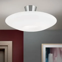 Blanc loftlampe, opalglas, mat nikkel