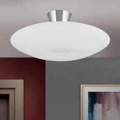 Blanc loftlampe, opalglas, mat nikkel