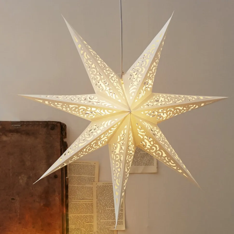 Blondepapirstjerne uden lys, Ø 80 cm, hvid