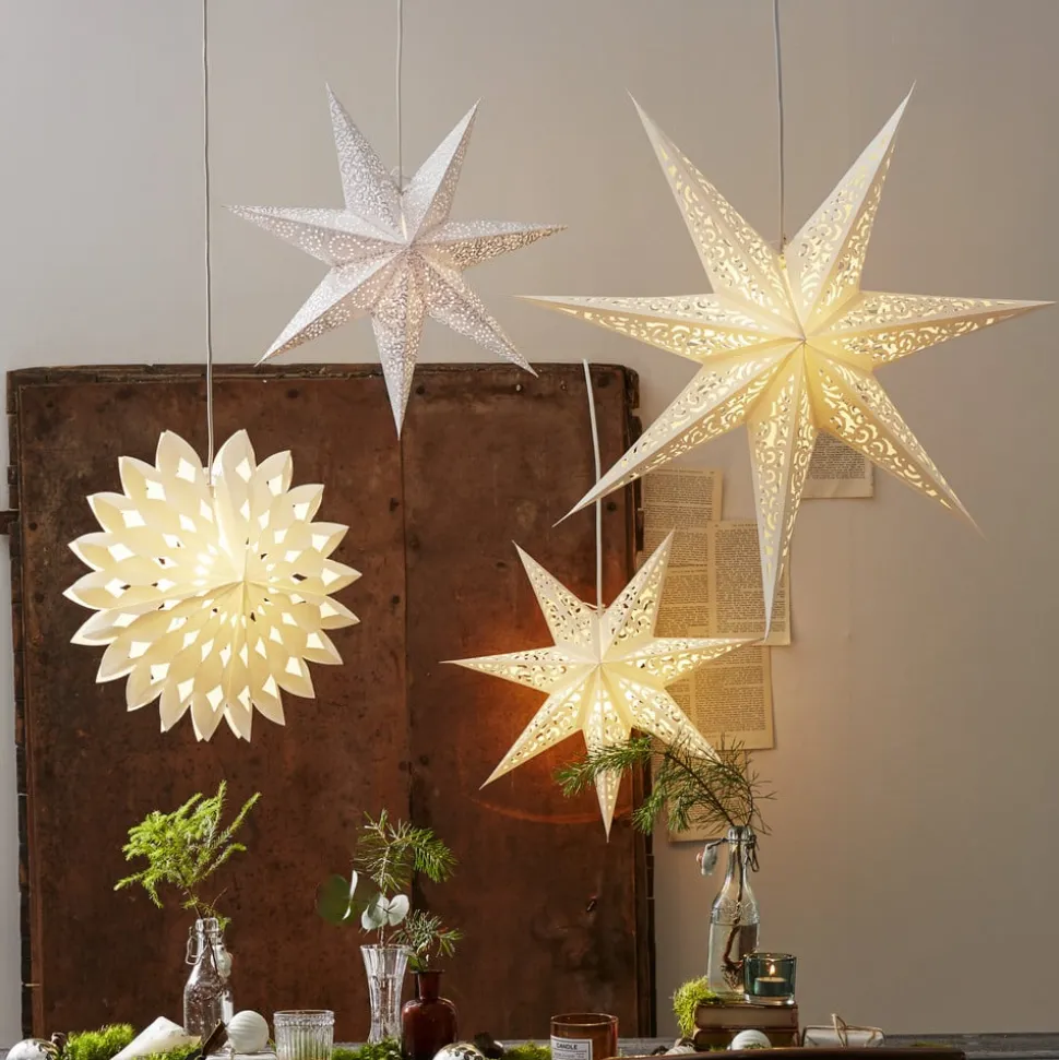 Blondepapirstjerne uden lys, Ø 80 cm, hvid