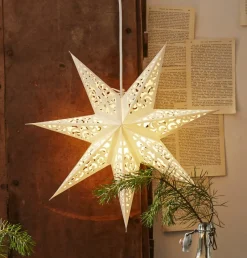 Blonderet papirstjerne, Ø 45 cm, hvid, uden belysning