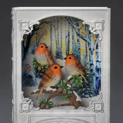 Bog med fugle vandlygte LED-borddekoration