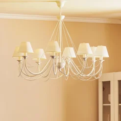 Bona - hvid lysekrone med tekstilskærme