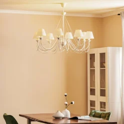 Bona - hvid lysekrone med tekstilskærme