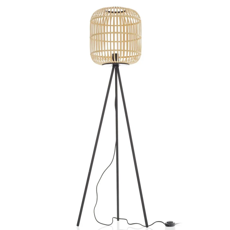 Bordesley gulvlampe, trefod, med træskærm