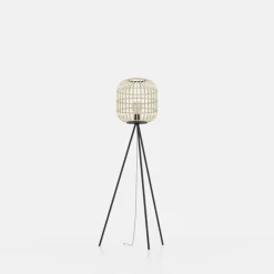 Bordesley gulvlampe, trefod, med træskærm