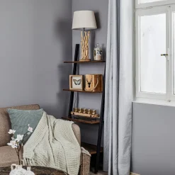 Bordlampe Agar med stofskærm og træelement