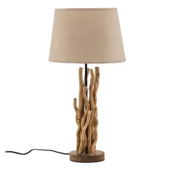 Bordlampe Agar med stofskærm og træelement