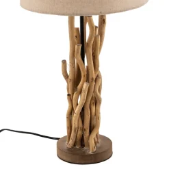 Bordlampe Agar med stofskærm og træelement