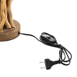 Bordlampe Agar med stofskærm og træelement