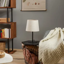 Bordlampe Chicago med skærm i hør