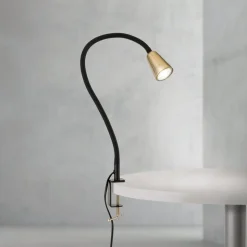 Bordlampe Dotty, messingfarvet, højde 65 cm, klemme, GU10