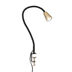Bordlampe Dotty, messingfarvet, højde 65 cm, klemme, GU10