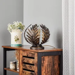 Bordlampe Felce som bregne i bronze, højde 24 cm