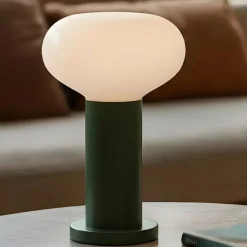 Bordlampe Flo, grøn, Ø 19 cm, glas