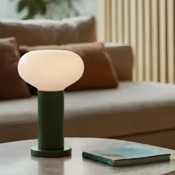 Bordlampe Flo, grøn, Ø 19 cm, glas