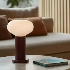 Bordlampe Flo, rød, Ø 19 cm, glas