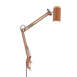 Bordlampe Gili, korallerød, klemme, stål, højde 75 cm E27
