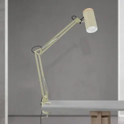 Bordlampe Gili, lysegrøn, klemme, stål, højde 75 cm, E27
