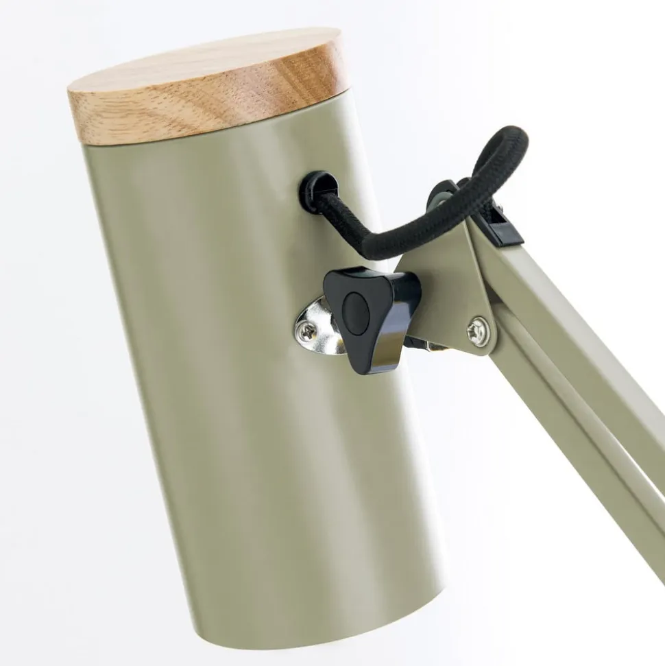 Bordlampe Gili, lysegrøn, klemme, stål, højde 75 cm, E27