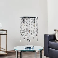 Bordlampe Laila med krystalophæng, 2 lyskilder