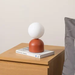 Bordlampe Miki, terrakotta, højde 21 cm, metal/glas, G9