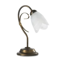 Bordlampe Odino, 1 lyskilde, bronzefarvet, metal, glas