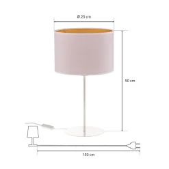 Bordlampe Roller, hvid/guld, højde 50 cm