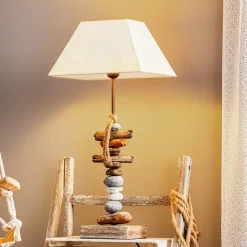 Bordlampe Seregon med stendekoration, højde 63 cm