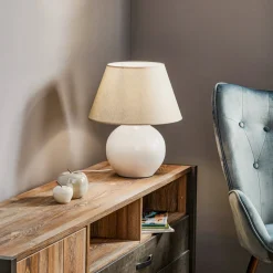 Bordlampe Sfera, højde 53 cm, hvid/grå