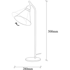 Bordlampe Sivani MR-610, antik guld, metal, højde 50 cm
