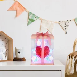 Bordlampe til børneværelse Brondar bjørn, rød, højde 32 cm