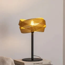 Bordlampe Tornado, sort/guld, metal, Ø 26 cm, E14