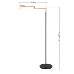 Boston LED-gulvlampe, berøringsdæmper sort/messing