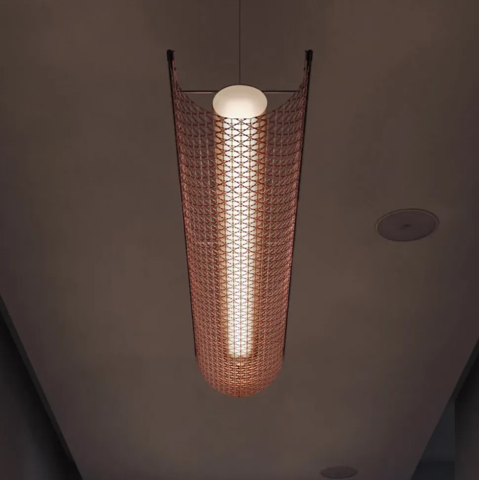 Bover LED-hængelampe Nans Balis S/140, brun/rød, 140 cm