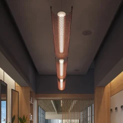 Bover LED-hængelampe Nans Balis S/140, brun/rød, 140 cm