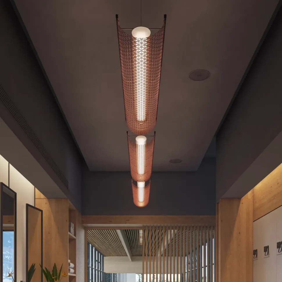 Bover LED-hængelampe Nans Balis S/140, brun/rød, 140 cm