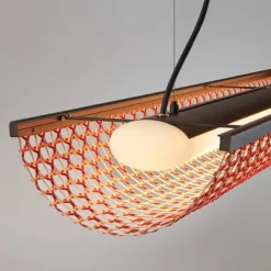 Bover LED-hængelampe Nans Balis S/140, brun/rød, 140 cm