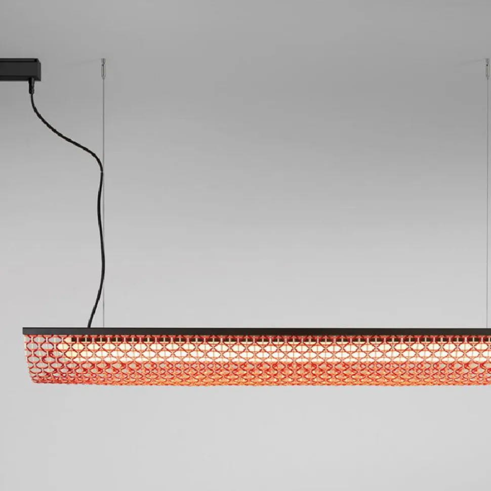 Bover LED-hængelampe Nans Balis S/140, brun/rød, 140 cm