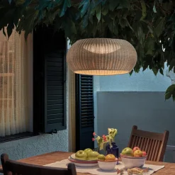 Bover LED-pendellampe til udendørs brug Perris, brun/beige, Ø 47 cm