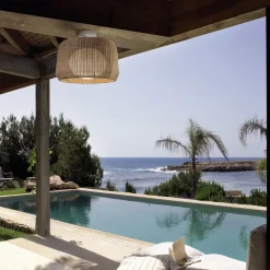 Bover udendørs loftlampe Fora, naturhvid/beige, Ø 50 cm